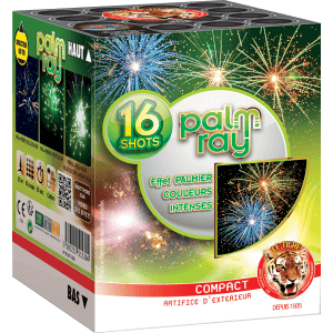 Compact PALM RAY – 16 Coups Palmiers Bleus et Verts Clignotants - La Boutique De L'artificier