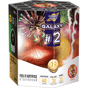 Compact GALAXY 2 – 19 Coups Comètes Traçantes Sifflantes Rouge et Vert - La Boutique De L'artificier