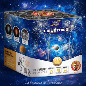 Compact CIEL ÉTOILÉ – 24 Coups Bombettes Traçantes Rouge et Vert - La Boutique De L'artificier