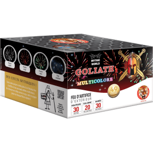 Compact GOLIATH MULTICO – 49 Coups Bombettes Multicolores Crépitantes - La Boutique De L'artificier