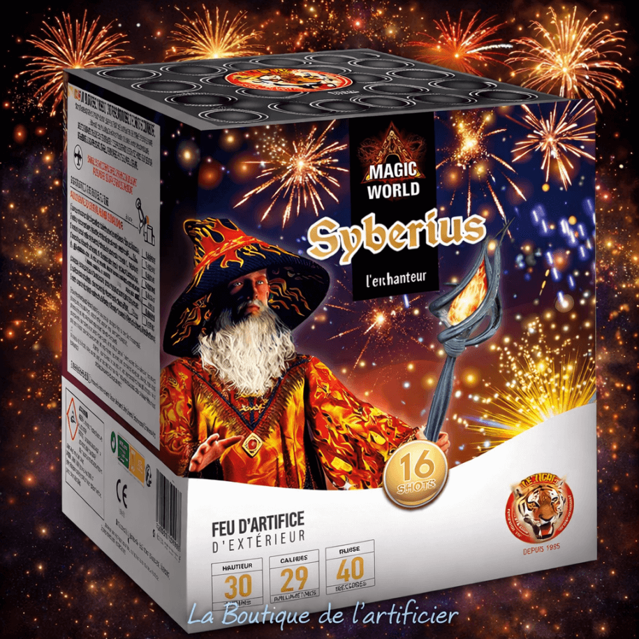 P162116 - Compact SYBERIUS – 16 Shots Effets Bleus Saphir et Kamuro Or Argent