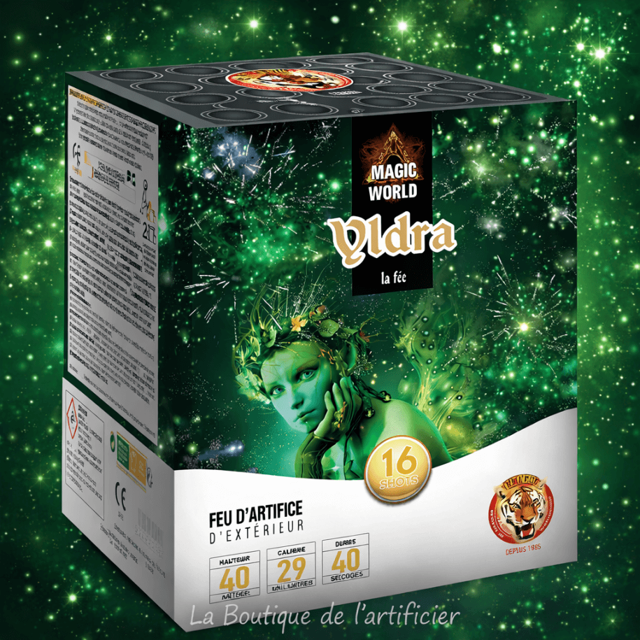 P162117 - Compact YLDRA – 16 Shots Palmiers Bleus et Lucioles Vertes Rouges