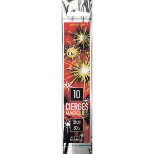 25101 - 10 CIERGES MAGIQUES 16 cm - SACHET