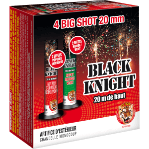 P151527 - Black Knight – 4 Chandelles Monocoups 20 mm Comètes et Pivoines F2