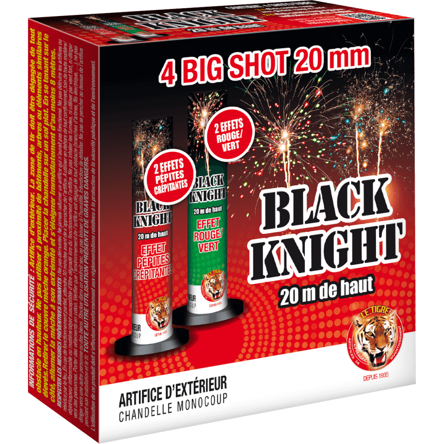 P151527 - Black Knight – 4 Chandelles Monocoups 20 mm Comètes et Pivoines F2