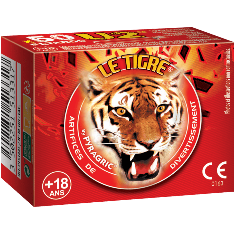 P166306 - Pétards U2 Le Tigre – Boîte de 50 Pétards Sonores F2
