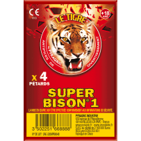 P166888 - Super Bison 1 – Paquet de 4 Pétards Très Puissants Le Tigre Pyragric F2