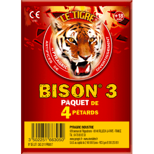 P166305 - Bison N°3 – Paquet de 4 Pétards Must-Have Le Tigre Pyragric F2