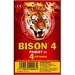 P166107 - Bison N°4 – Paquet de 4 Gros Pétards Énervés Le Tigre Pyragric F2