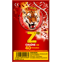 P044496 - Pétards Le Tigre Z Pyragric – Chaîne de 40 pétards méchés F2