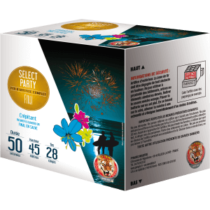 P154877 - Feu d’artifice Fidji 28 coups – 50 sec – Batterie compacte dorée Select Party F2