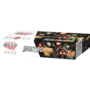 P167052 - Feu automatique Fire Club Kuntao 200 tirs – Batterie éventail chrysanthèmes et palmiers F2