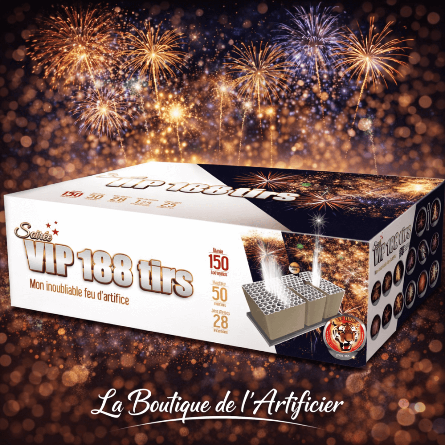 P154136 - Feu d’artifice automatique Soirée V.I.P. 188 tirs – 150 sec – Batterie spectacle F2