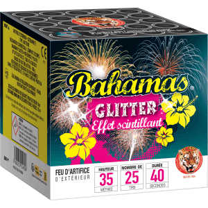 Compact BAHAMAS GLITTER – 25 Coups Scintillants Bleu Rouge Or - La Boutique De L'artificier