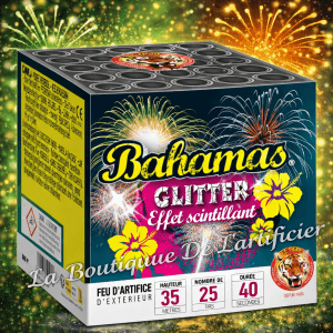 Compact BAHAMAS GLITTER – 25 Coups Scintillants Bleu Rouge Or - La Boutique De L'artificier